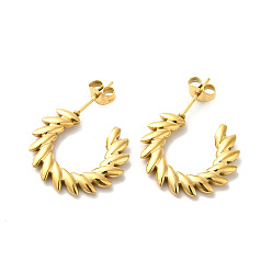 Golden Ion Plating(IP) 304 Stainless Steel Leafy Branch Wrap Stud Earrings for Women, Golden, 20.5x20.5x2.5mm, Pin: 0.9mm