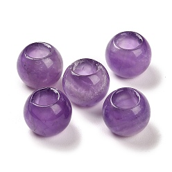 Amethyst Natural Amethyst European Beads, Large Hole Beads, Round, 12x9~9.5mm, Hole: 5.5~6mm
