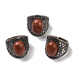 Красный Камень Овальные регулируемые кольца из натуральной красной яшмы, без свинца и без кадмия, латунные кольца на палец с красной медью для женщин и мужчин, 24.4 мм, внутренний диаметр: 19.2 мм