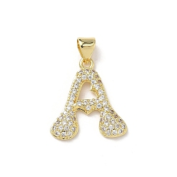 Letter A Латунные микро проложить кубического циркония подвески, стойки покрытие, буквы, без свинца и без кадмия, долговечный, реальный 18 k позолоченный, буква a, 19x17.5x2.5 мм, отверстие : 3.9x3.3 мм