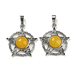 Топаз Нефрит Натуральный топаз нефрита подвески, подвеска в виде стойки из латуни со звездой, платина, без кадмия и без свинца, 27.5x25.5x7~8 мм, отверстие : 8x5 мм