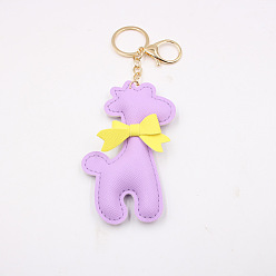 Taro Purple Cute Bow PU Leather Giraffe Keychain for Women's Wallet, Phone and Bag