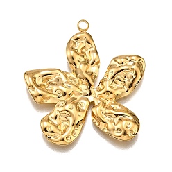 Настоящее золото 18K 304 подвески из нержавеющей стали, , цветочный шарм, реальный 18 k позолоченный, 30x28x3 мм, отверстие : 2 мм