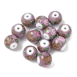 чертополох Бусины ручной работы бусины золотого песка, круглая с цветком, чертополох, 12~13.5x10~11.5 мм, отверстие : 2 мм