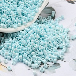 Light Cyan Baking Paint Glass Seed Beads, Cylinder, Light Cyan, 2.5x2mm, Hole: 1.4mm, about 45359pcs/pound
