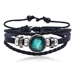 Capricorn Zodiac Constellation Couples Leather Bracelet - DIY Multilayer Braided Night Sky Starry Handmade Jewelry