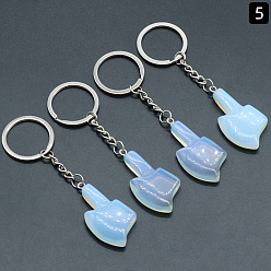 Opalite Opalite Keychain, with Matel Finding, Cute Axe Bag Pendant, 10~11cm