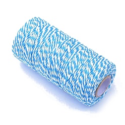 Deep Sky Blue Cotton String Threads, for DIY Crafts, Gift Wrapping and Jewelry Making, Deep Sky Blue, 2mm, about 109.36 Yards(100m)/Roll