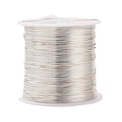 Silver Round Copper Wire Copper Beading Wire for Jewelry Making, Long-Lasting Plated, Silver Color Plated, 24 Gauge, 0.5mm, about 75.45 Feet(23m)/roll