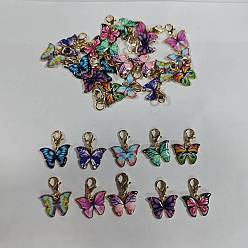 (52) Непрозрачная лаванда 30шт 10 цветной сплав эмали кулон украшения, бабочка, Сплав с застежками когтя омара, золотой свет, разноцветные, 29 мм, 3 шт / цвет