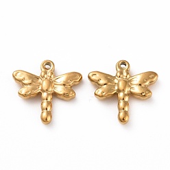Golden 201 Stainless Steel Charms, Dragonfly, Golden, 15x16x3.5mm, Hole: 1mm