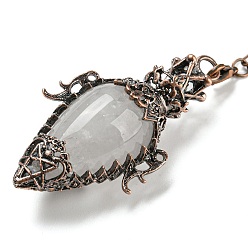 Хрусталь Натуральный кристалл кварца, с реечным покрытием, фурнитура из красного медного сплава, без свинца и без кадмия, слеза, 298~305 мм