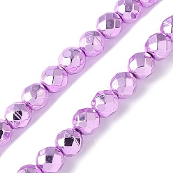 Орхидея Гальванические нити из синтетических немагнитных гематитовых бусин, круглые, граненые, сиреневые, 6x5.5 мм, отверстие : 1 мм, около 68~72 шт / нитка, 15.59~15.98'' (39.6~40.6 см)