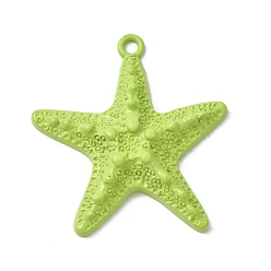 Зелено-Желтый Большие подвески из сплава с аэрозольной краской, морская звезда, зеленый желтый, 59.5x56x9 мм, отверстие : 4 мм
