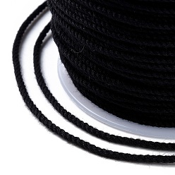 Black Macrame Cotton Cord, Braided Rope, with Plastic Reel, for Wall Hanging, Crafts, Gift Wrapping, Black, 1.2mm, about 49.21 Yards(45m)/Roll