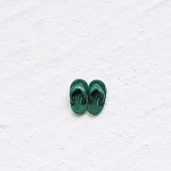 Green Miniature Resin Slipper Display Decorations, for Dollhouse, Green, 13x7x5mm