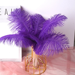 Medium Purple Ostrich Feather Ornament Accessories, for DIY Costume, Hair Accessories, Backdrop Craft, Medium Purple, 200~250mm