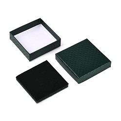 Темно-серый Картонные коробки ювелирных изделий, для кулона, серьги и кольца, с губкой внутри, квадратный, темно-серый, 8.8x8.8x2.8 см