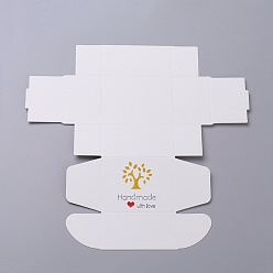 Mixed Color Nbeads 20Pcs Kraft Paper Gift Box, Wedding Decoration, Folding Boxes, Rectangle with Tree of Life Pattern, White, 8x6x4cm, 20pcs