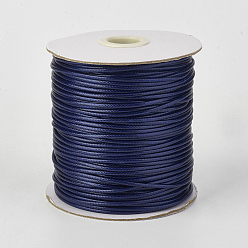 Midnight Blue Eco-Friendly Korean Waxed Polyester Cord, Midnight Blue, 1mm, about 169.51~174.98 Yards(155~160m)/Roll