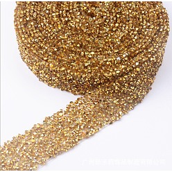 Gold Glitter Resin Hotfix Rhinestone(Hot Melt Adhesive On The Back), Rhinestone Trimming, Costume Accessories, Gold, 3cm, about 0.9144m/yard