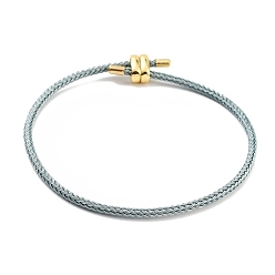 Аква Изготовление браслетов из плетеной стальной проволоки, с золотыми тонами латунных бус, вода, внутренний диаметр: 3-1/8 дюйм (8 см)