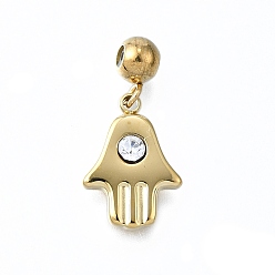 Кристалл 304 кулон из нержавеющей стали, ионное покрытие (ip), со стразами и силиконом внутри, ладонь, кристалл, 20.5x10.5x2.5 мм, отверстие : 0.7 мм