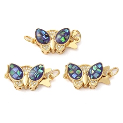 Синий Латунные застежки из прозрачного кубического циркония с микропаве, с опалом, долговечный, без свинца и без кадмия, с целью перехода в кольце, реальный 18 k позолоченный, бабочка, синие, 11x21x5 мм, отверстие : 3.5 мм