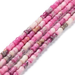 Pink Natural Quartz Beads Strands, Dyed, Bone, Pink, 10x5mm, Hole: 0.6mm, about 41pcs/strand, 15.75~16.14 inch(40~41cm)