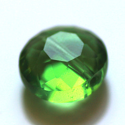 Lime Green Imitation Austrian Crystal Beads, Grade AAA, Faceted, Flat Round, Lime Green, 12x6.5mm, hole: 0.9~1mm