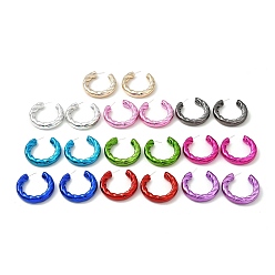 Mixed Color Twist Ring Acrylic Stud Earrings, Half Hoop Earrings with 316 Surgical Stainless Steel Pins, Mixed Color, 43.5x8.5mm