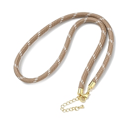 Tan Ployester Core-Wrapped Round Cord Necklace Making, with Brass Finding, Golden, Tan, 17.72x0.18 inch(45x0.45cm)