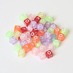 (52) Непрозрачная лаванда Прозрачные акриловые бусины, горизонтальное отверстие, куб с начальной буквой, разноцветные, 6x6x6 мм, отверстие : 3 мм, Около 3000 шт / 500 г