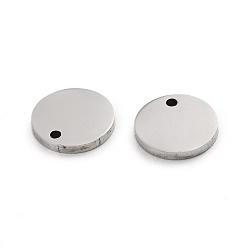 Stainless Steel Color 304 Stainless Steel Charms, Polished, Stamping Blank Tag, Laser Cut, Flat Round, Stainless Steel Color, 8x1mm, Hole: 0.8mm