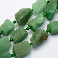Green Aventurine Natural Green Aventurine Beads Strands, Nuggets, 17~30.5x11~26x11~26mm, Hole: 2mm, about 16~19pcs/strand, 15.7 inch(40cm)