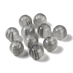 Dark Gray Resin Glitter European Beads, Large Hole Beads, Rondelle, Dark Gray, 13.5x11~11.5mm, Hole: 6mm