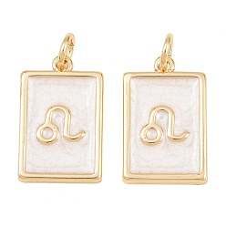 Leo Brass Enamel Pendants, Rectangle Charms, Rack Plating, Cadmium Free & Lead Free, Long-Lasting Plated, Golden, Leo Charms, 17.5x11x2mm, Hole: 3mm