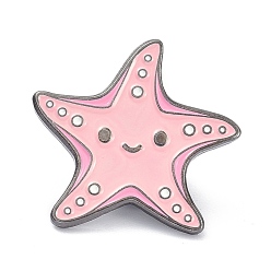 Pink Starfish Alloy Enamel Brooches, Enamel Pin, Pink, 24x26x11mm