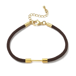 Coconut Brown Nylon Cord Bracelet Making, with Brass Beadable Bar, Golden, Coconut Brown, 6.89x0.16 inch(17.5x0.4cm)