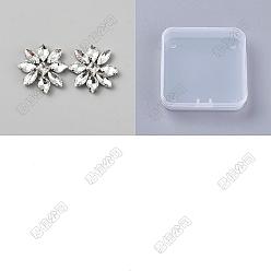 Прозрачный 6 стеклянные кабошоны шт., цветок, прозрачные, 38x38x5.5 мм