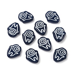 Черный Бусины лэмпворк , руны, с эмалью, чёрные, 19.5~20x17x5~5.5 мм, отверстие : 1.2 мм
