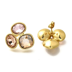 Копченая Топаз 304 серьги из нержавеющей стали горный хрусталь, ионное покрытие (ip), курил топазом, 23.5x22.5 мм