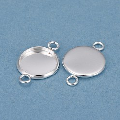 Серебро 201 из нержавеющей стали параметров соединителя кабошон, чашки безель с краями, плоско-круглые, серебряные, лоток : 12 мм, 21x14x2 мм, отверстие : 2 мм