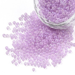 Plum Luminous Transparent Glass Seed Round Beads, No Hole/Undrilled, Grade A, Plum, 2~2.5mm, about 10000pcs/bag