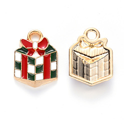 Colorful Alloy Enamel Charms, for Christmas, Christmas Gift, Light Gold, Colorful, 14x10x3mm, Hole: 2mm