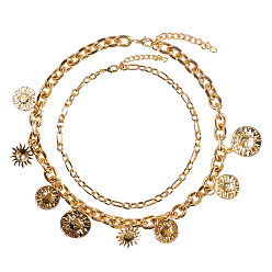 Retro gold Bohemian Style Multi-layer Star Sunflower Necklace for Women