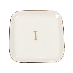 Letter I Керамическая ювелирная тарелка, лоток для хранения, органайзер для косметических украшений, квадратный, Буква "i", 110x110x15 мм