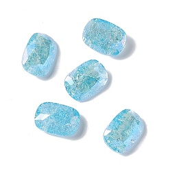 Аквамарин Треск в стиле лунного света k9 стеклянные кабошоны со стразами, назад назад, прямоугольник восьмиугольник, аквамарин, 14x10x5.5 мм