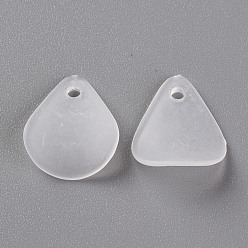 White Transparent Frosted Acrylic Pendants, Petaline, White, 17x14x2.5mm, Hole: 1.8mm, about 2330pcs/500g