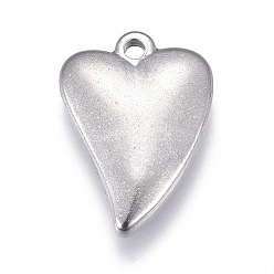 Stainless Steel Color 304 Stainless Steel Pendants, Heart, Stainless Steel Color, 16x12x2.5mm, Hole: 1.5mm